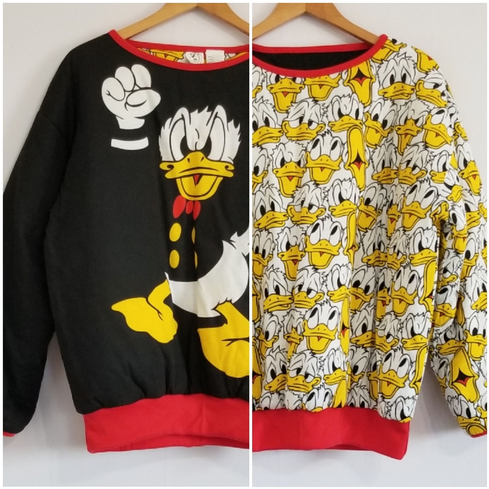 Rare Vintage NWT Disney Mickey & Co Donnkenny Donald Duck Reversible Sweater OS